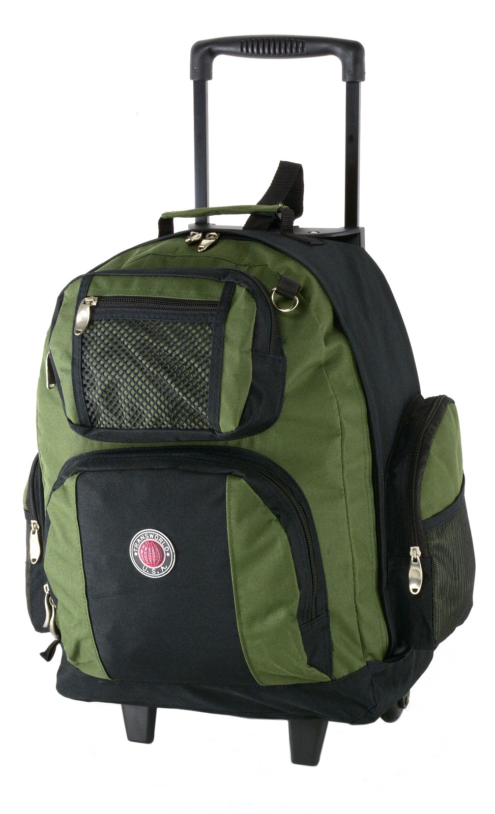 18" Wheeled Backpack Roomy Rolling Book Bag W/ Handle Carry on Luggage